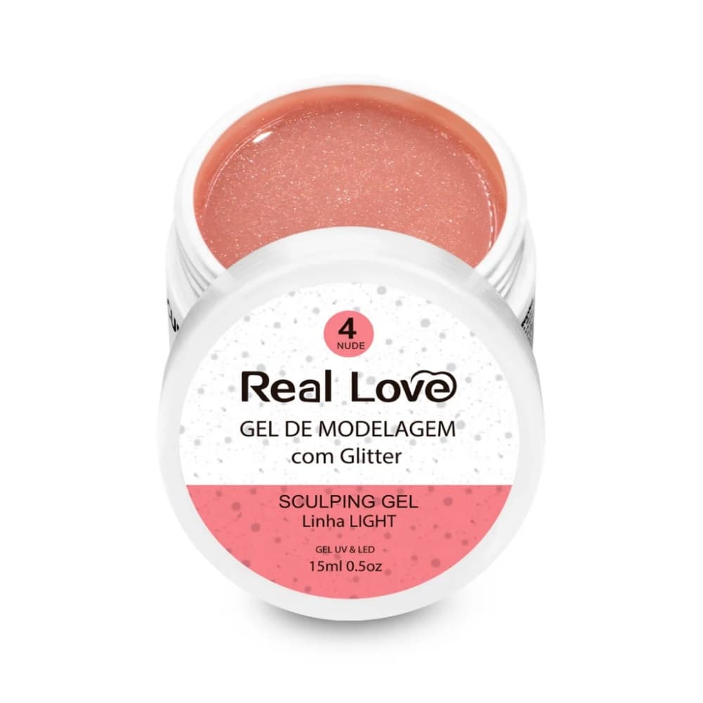 GEL DE ALONGAMENTO REAL LOVE COM GLITTER 4